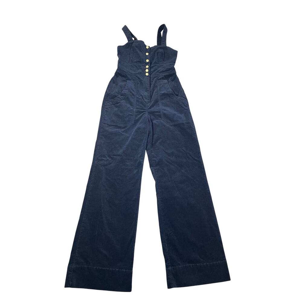 By Anthropologie Women’s Navy Blue Corduroy Wide Leg Romper/Jumpsuit Size-4